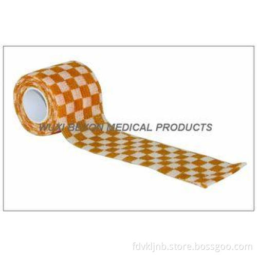 Cohesive Wrap Orange Check Self Adhesive Bandage Custom Pr